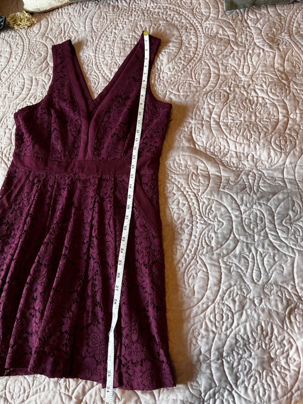 Free People Lovely In Lace Burgundy Cut Out Mini Dress Size Medium NWOT - Picture 3 of 7